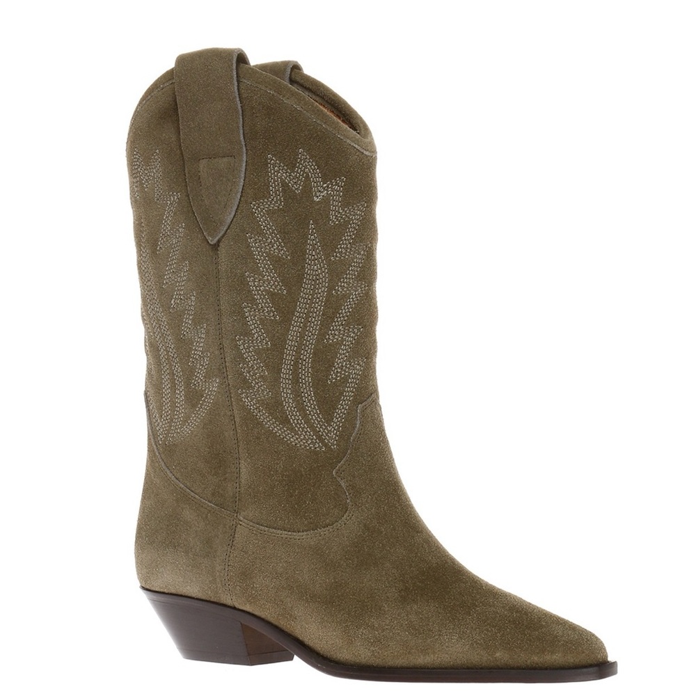 Isabel Marant Etoile Dallin Taupe Khaki Western Cowboy Boots Suede. EU 37 size.